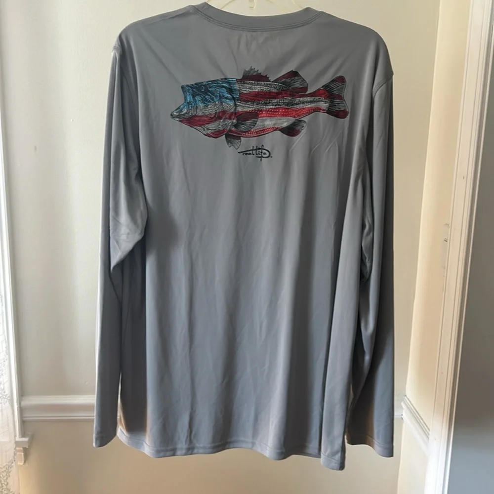 Reel Life Gray Long Sleeve Shirt Size Large. NWT. - Picture 4 of 9